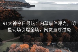 91大神今日最热：内幕事件曝光，明星现场引爆全场，网友直呼过瘾