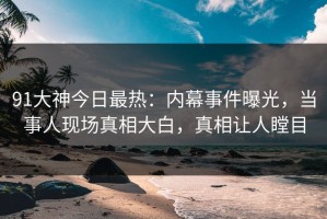 91大神今日最热：内幕事件曝光，当事人现场真相大白，真相让人瞠目