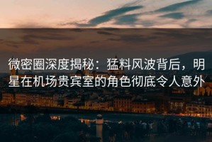 微密圈深度揭秘：猛料风波背后，明星在机场贵宾室的角色彻底令人意外