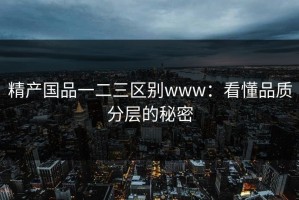 精产国品一二三区别www：看懂品质分层的秘密