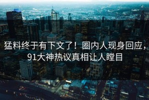 猛料终于有下文了！圈内人现身回应，91大神热议真相让人瞠目