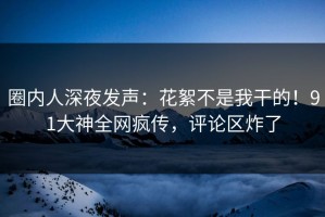 圈内人深夜发声：花絮不是我干的！91大神全网疯传，评论区炸了
