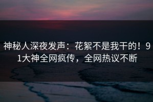 神秘人深夜发声：花絮不是我干的！91大神全网疯传，全网热议不断