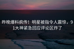 昨晚爆料疯传！明星被指令人震惊，91大神紧急回应评论区炸了