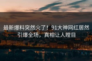 最新爆料突然火了！91大神网红居然引爆全场，真相让人瞠目