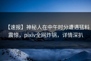 【速报】神秘人在中午时分遭遇猛料震惊，pixiv全网炸锅，详情深扒