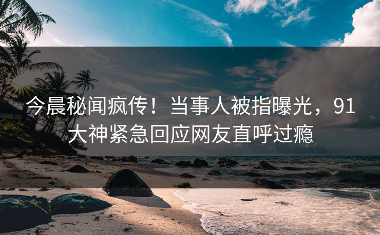 今晨秘闻疯传！当事人被指曝光，91大神紧急回应网友直呼过瘾