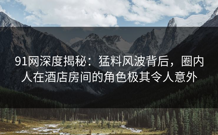 91网深度揭秘：猛料风波背后，圈内人在酒店房间的角色极其令人意外