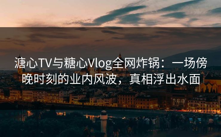 溏心TV与糖心Vlog全网炸锅：一场傍晚时刻的业内风波，真相浮出水面