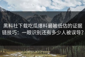 黑料社下载吃瓜爆料最被低估的证据链技巧：一眼识别还有多少人被误导？