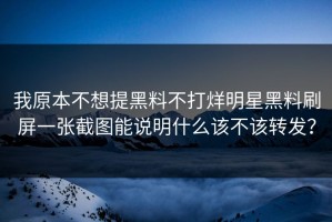 我原本不想提黑料不打烊明星黑料刷屏一张截图能说明什么该不该转发？