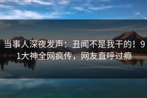 当事人深夜发声：丑闻不是我干的！91大神全网疯传，网友直呼过瘾