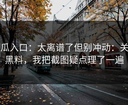 吃瓜入口：太离谱了但别冲动：关于黑料，我把截图疑点理了一遍
